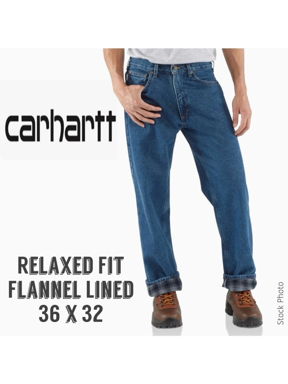 CARHARTT RELAXED-FIT STRAIGHT-LEG FLANNEL LINED JEAN B172 (36 x 32)